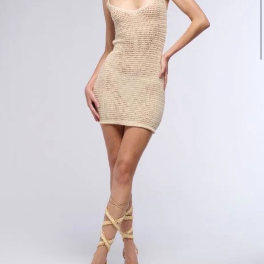 AKIRA Beige Knit Mini Dress
